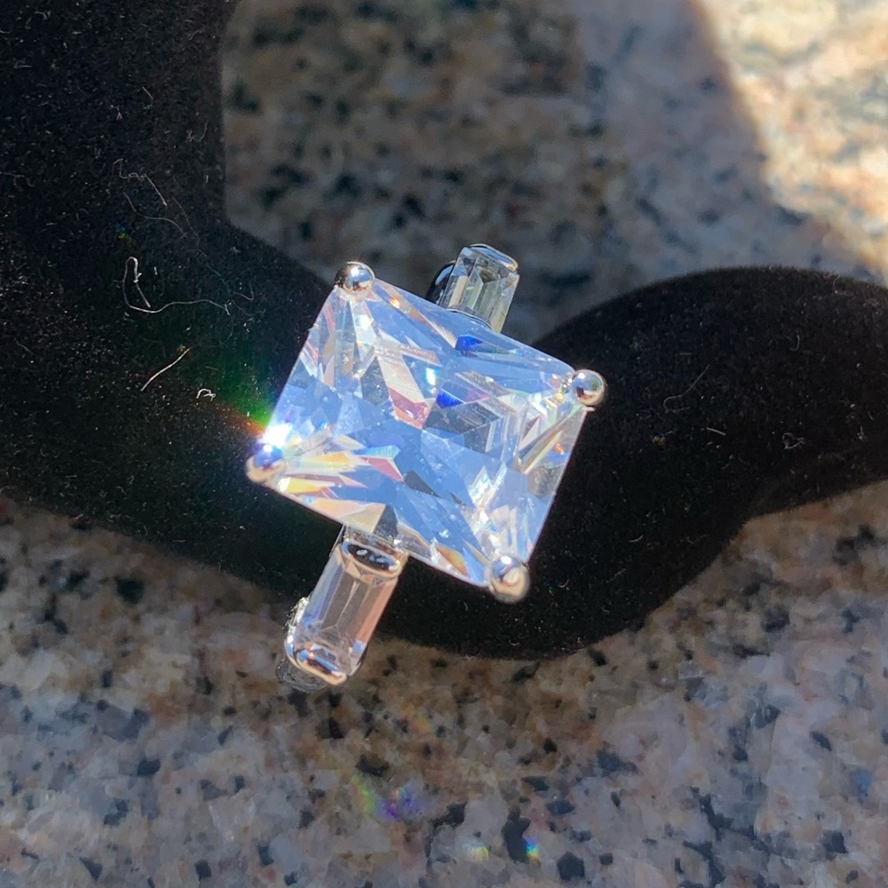 🔥SUZANNE SOMERS STERLING RADIANT &  BAGUETTE RING